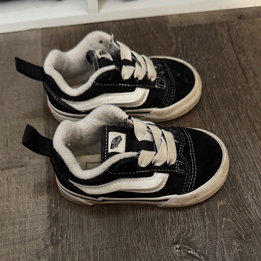 Vans Kids Black and White Lace-Up Sneakers